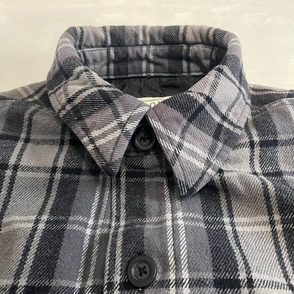 Merona Mens Lined Plaid Gray Flannel Size L Quilted Shirt Jacket Shacket - Picture 4 of 10
